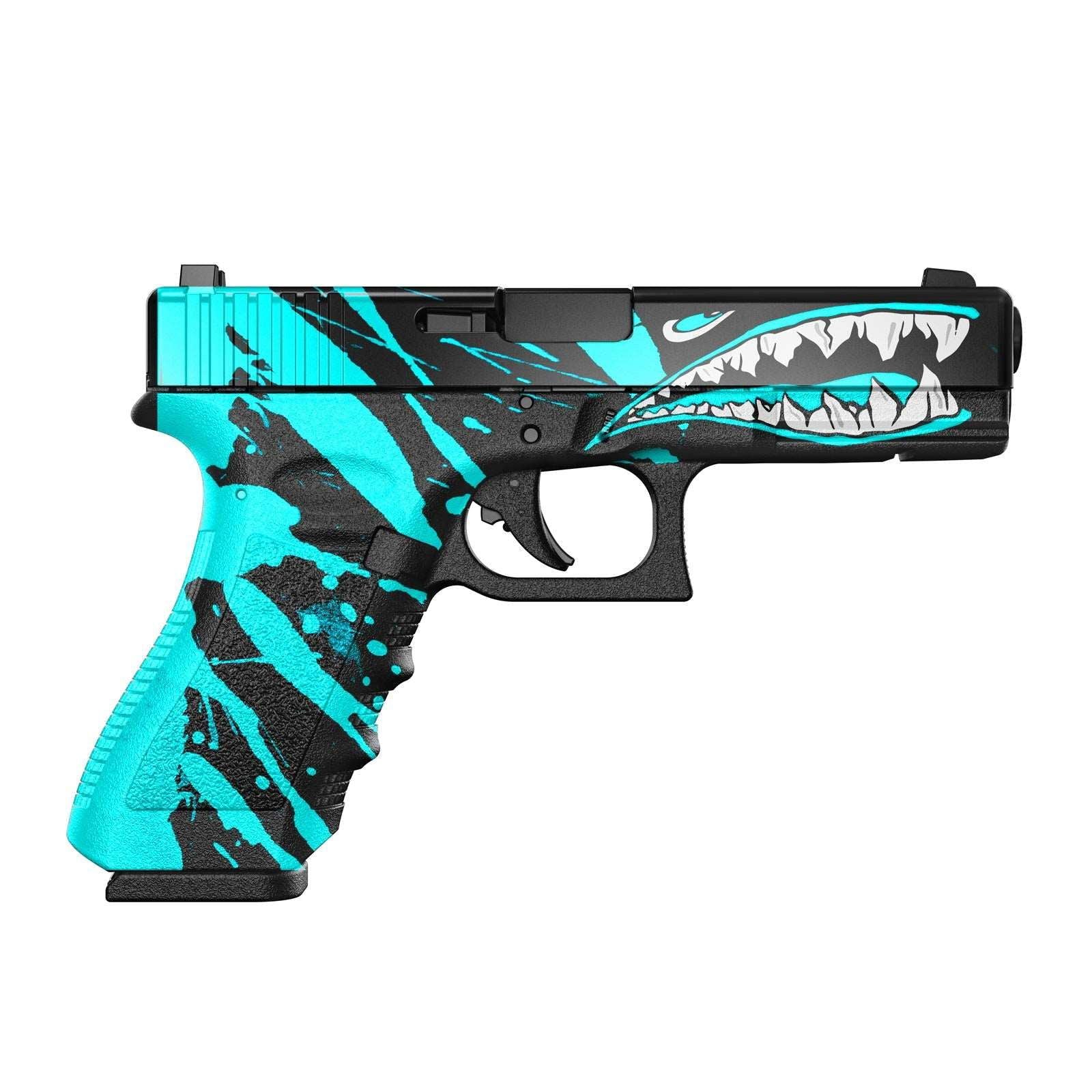 Gun Skin Premium Vinyl Pistol Wrap - Cyan - WrapMyGun Gun Skins & AR-15 M4 Mag Skins