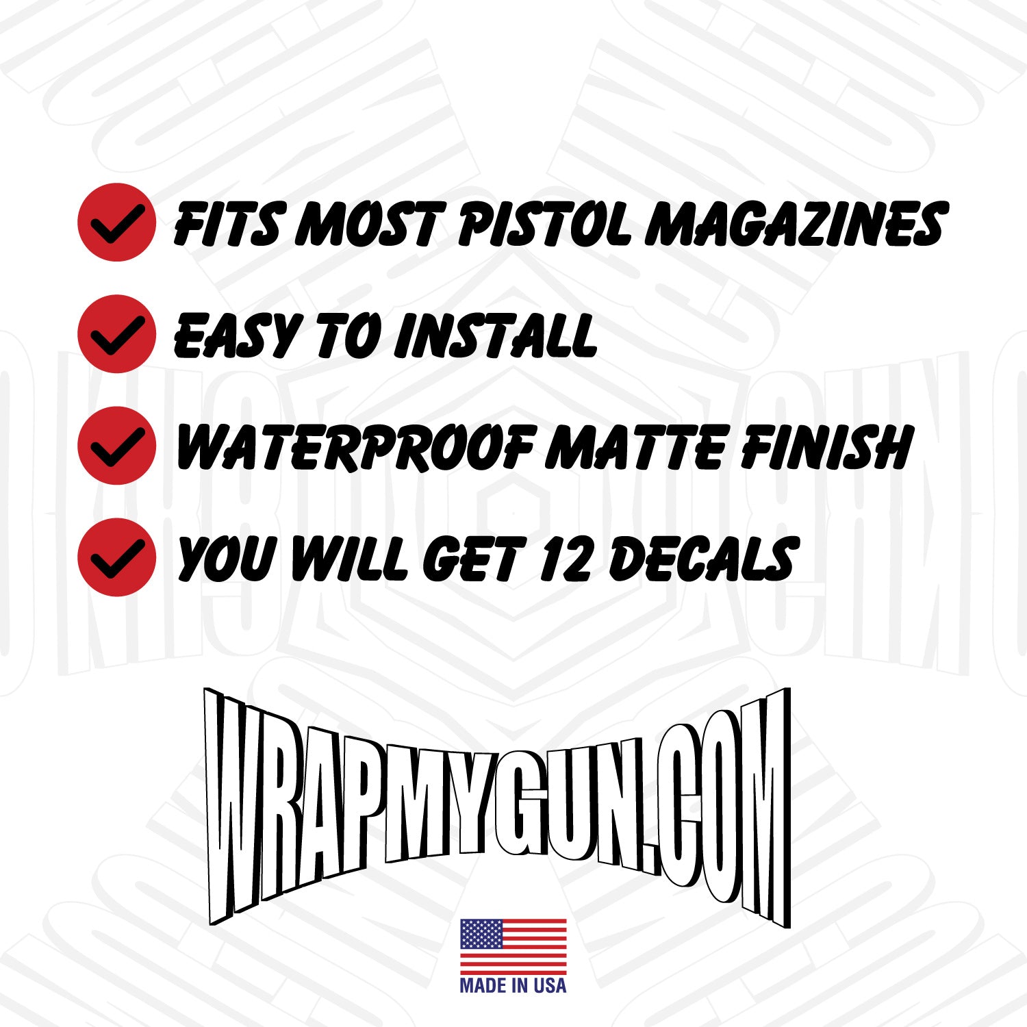 Pistol Mag Base Plates Vinyl Decals - US Flag - WrapMyGun Gun Skins & AR-15 M4 Mag Skins