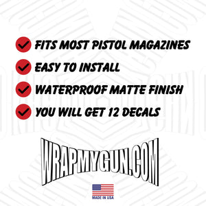Pistol Mag Base Plates Vinyl Decals - US Flag - WrapMyGun Gun Skins & AR-15 M4 Mag Skins