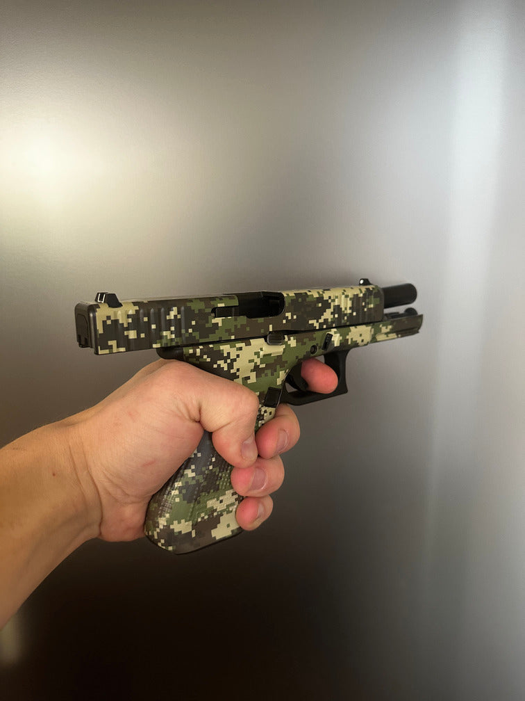 Universal Gun Skin - Premium Vinyl Pistol Sheet - Pixel Camo - WrapMyGun Gun Skins & AR-15 M4 Mag Skins